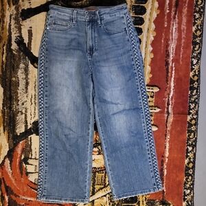 Judy Blue Light Blue Cropped Jeans with Side Pattern